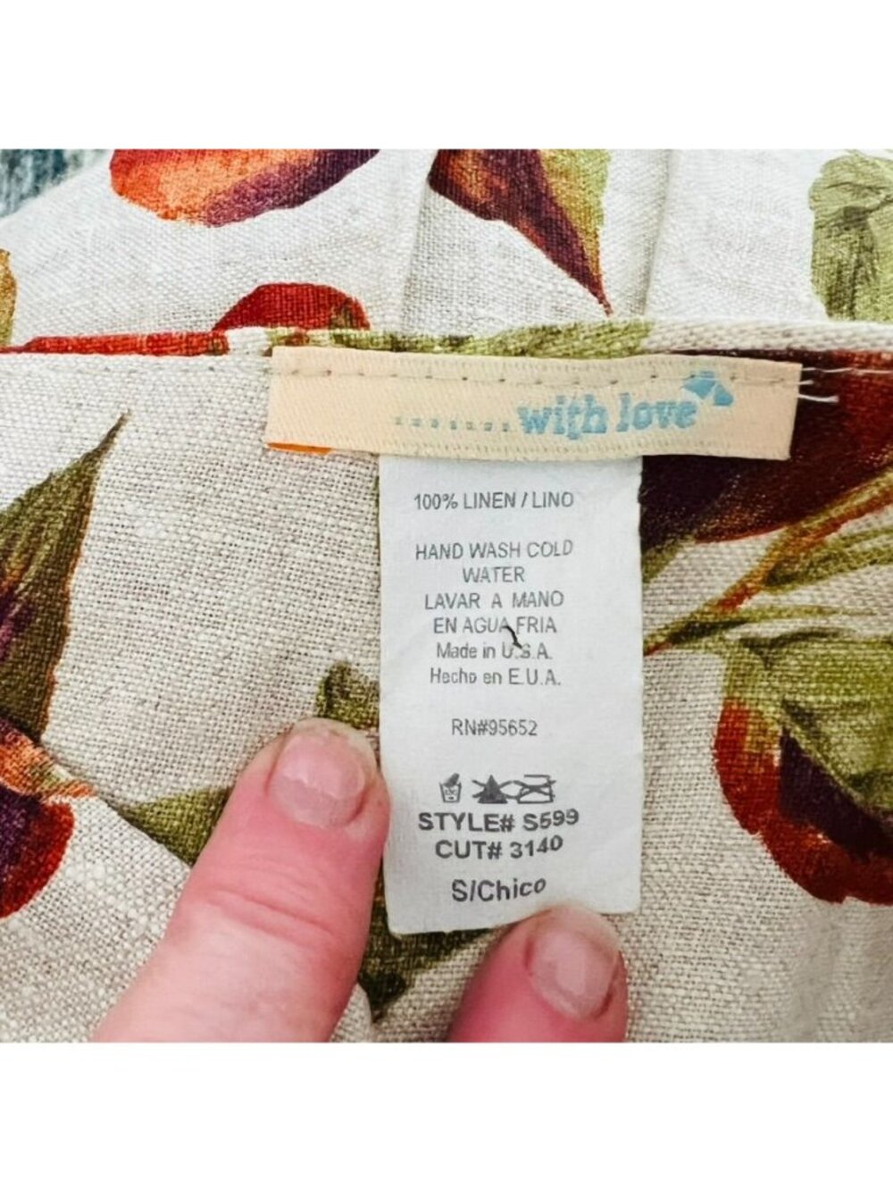 Cottagecore Fruit Print Linen Pleated Skirt Fairy Coquette Ribbon Waist Small - Picture 6 of 9